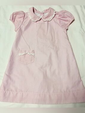 Lullaby Set soft pink gingham fully lined “1956 Pocket Dress” w/back belt Sz 4T